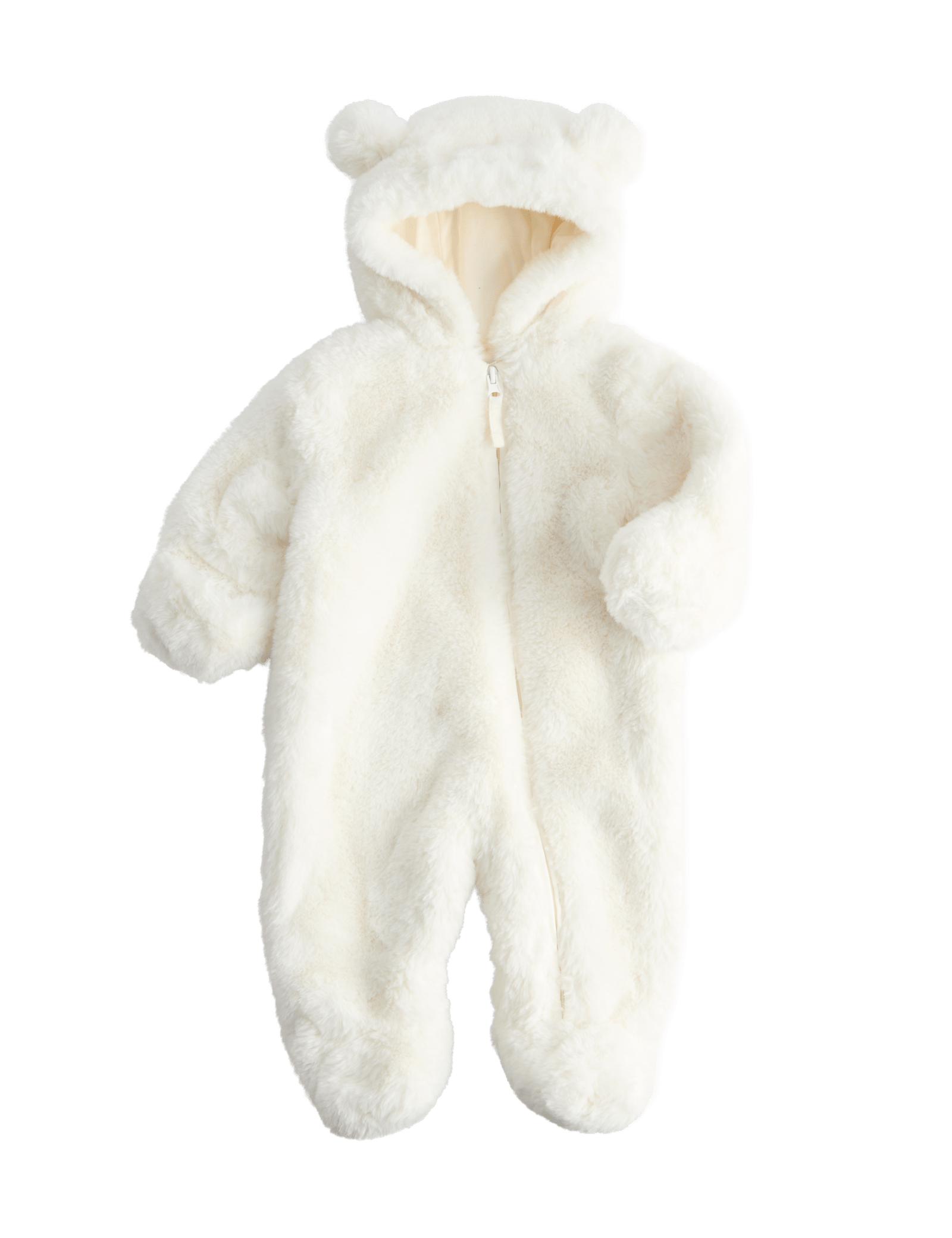 Faux Fur Hooded Pramsuit (0-12 Mths) - ECRU