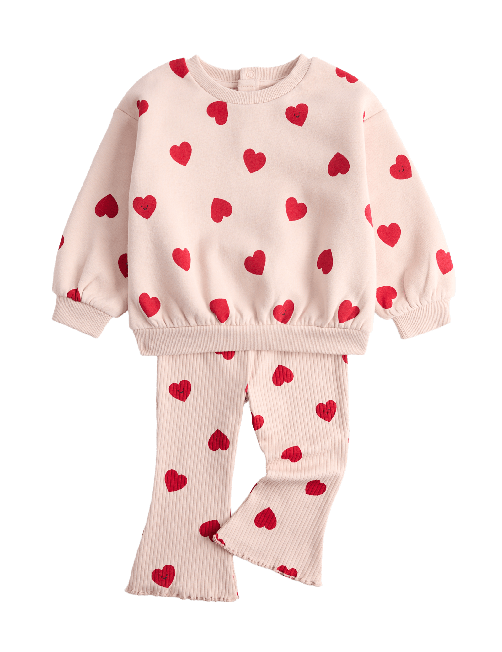 2pc Cotton Rich Heart Top & Bottom Outfit (0-6 Yrs) - PINK
