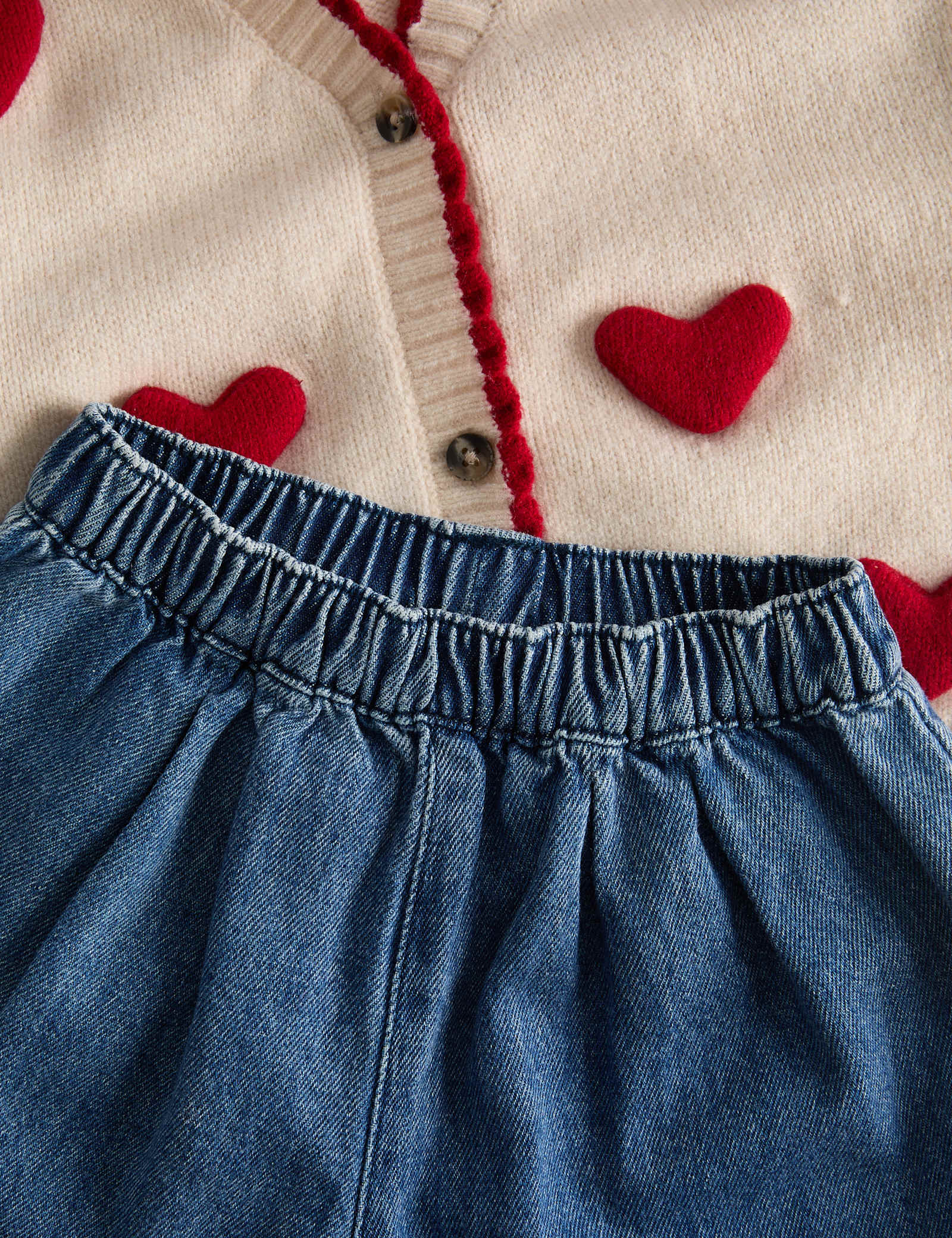 3 Piece Heart Cardigan Outfit (0-5 Yrs) - CREAM MIX