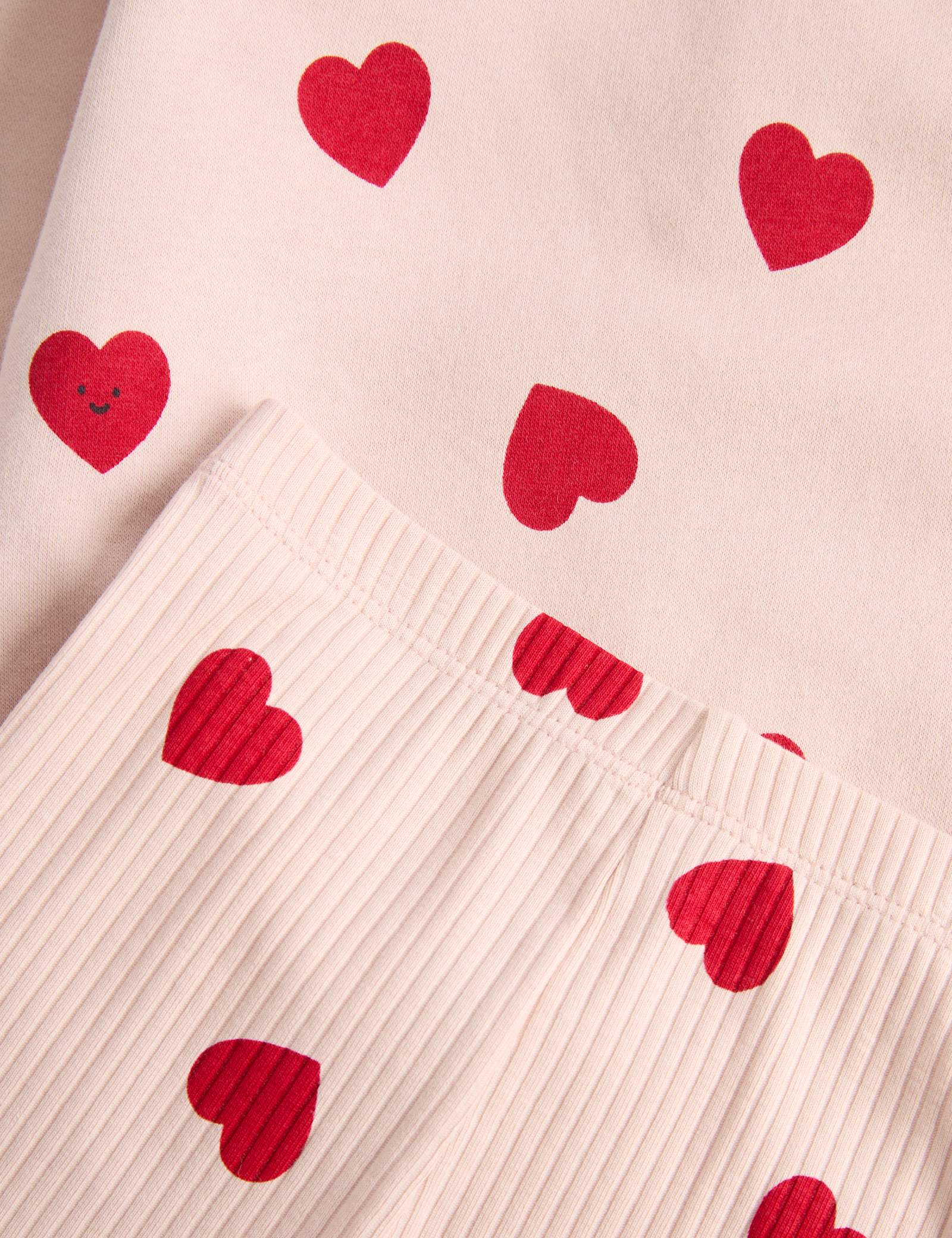 2pc Cotton Rich Heart Top & Bottom Outfit (0-6 Yrs) - PINK