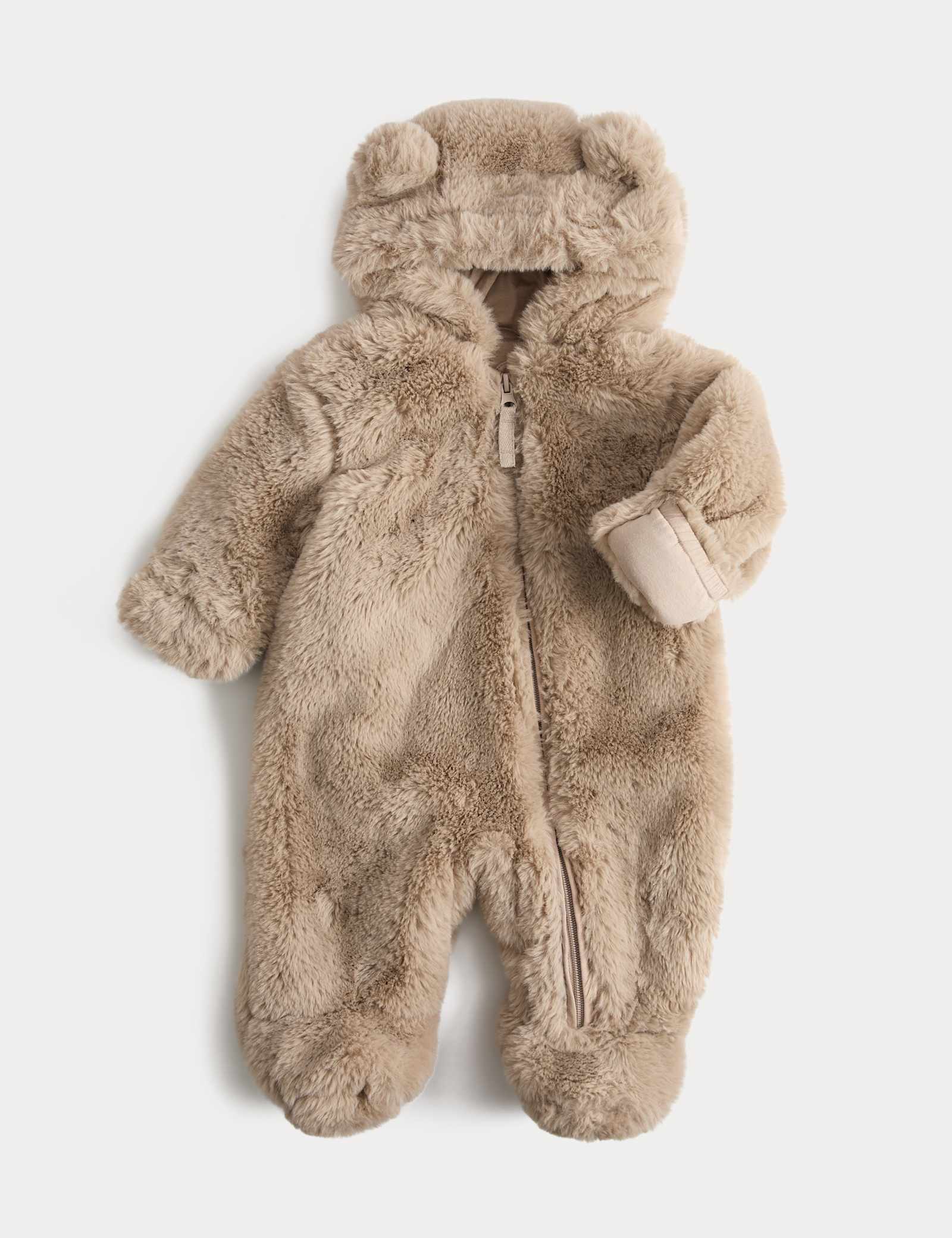 Faux Fur Hooded Pramsuit (0-12 Mths) - MINK