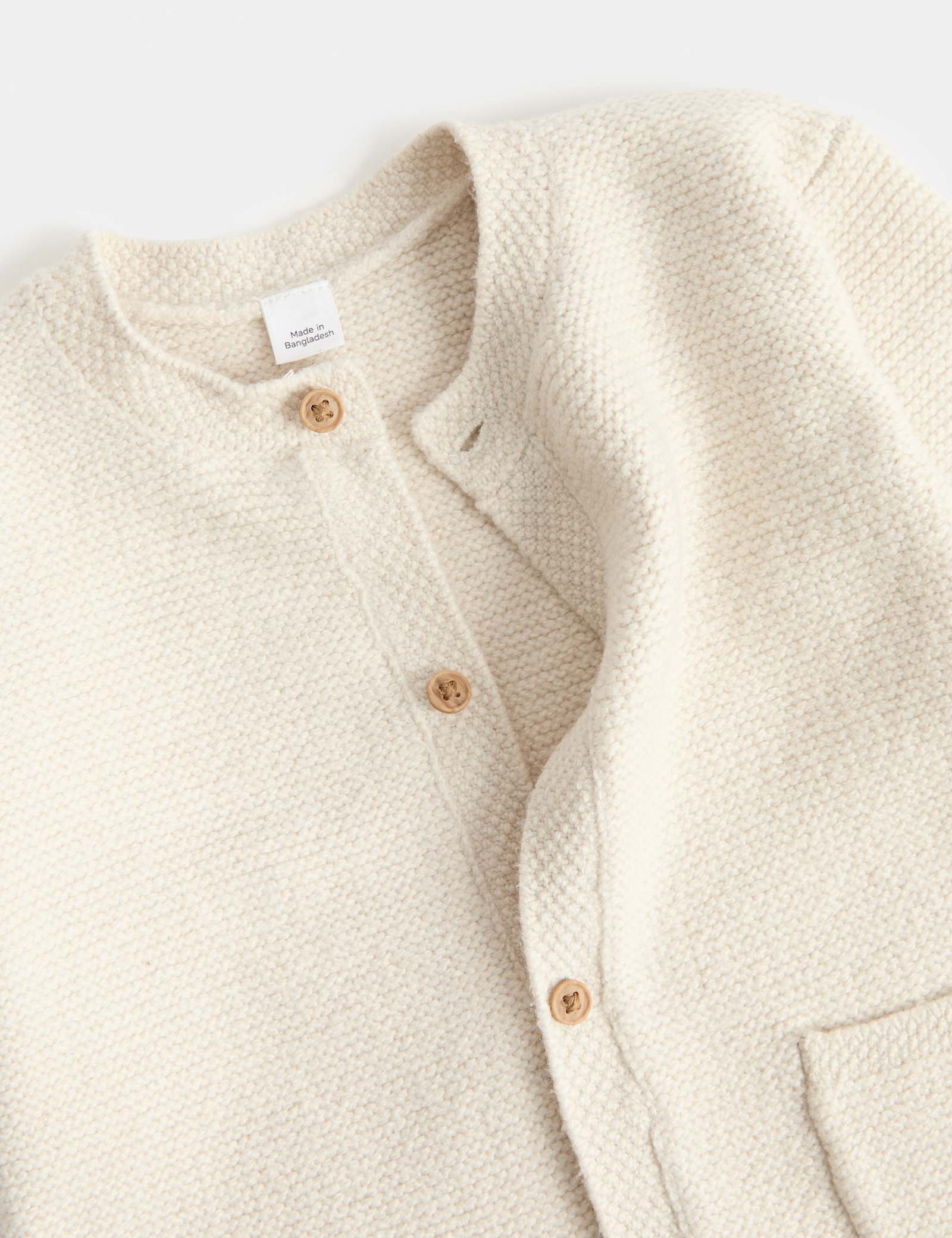 Cotton Rich Knitted All In One With Pocket (7lbs-1 Yrs) - LIGHT BEIGE
