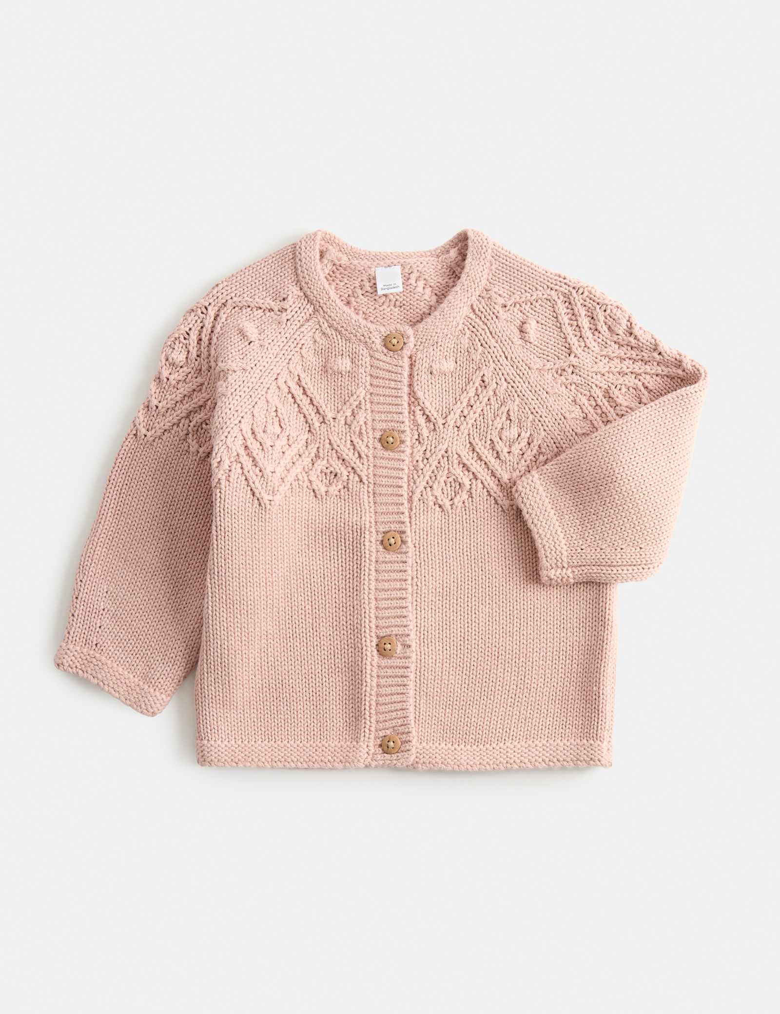 Pure Cotton Patterned Cardigan (0-3 Yrs) - PINK