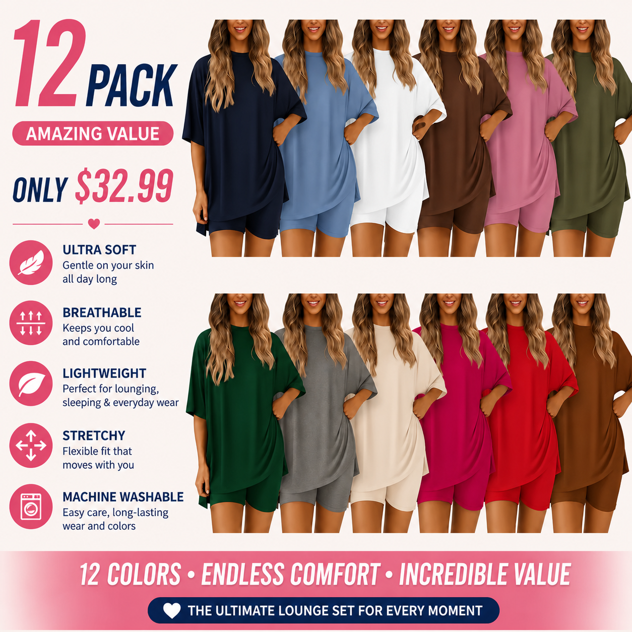 Women's Summer Oversized T-Shirt & Biker Shorts