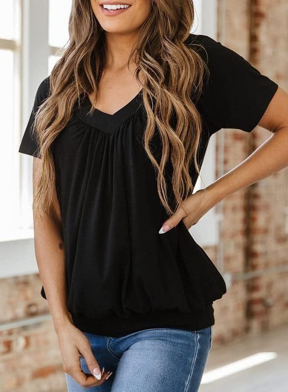 ⏰Last day promotion-Women's Casual Summer T Shirts Short Sleeve V Neck Tops Tshirts