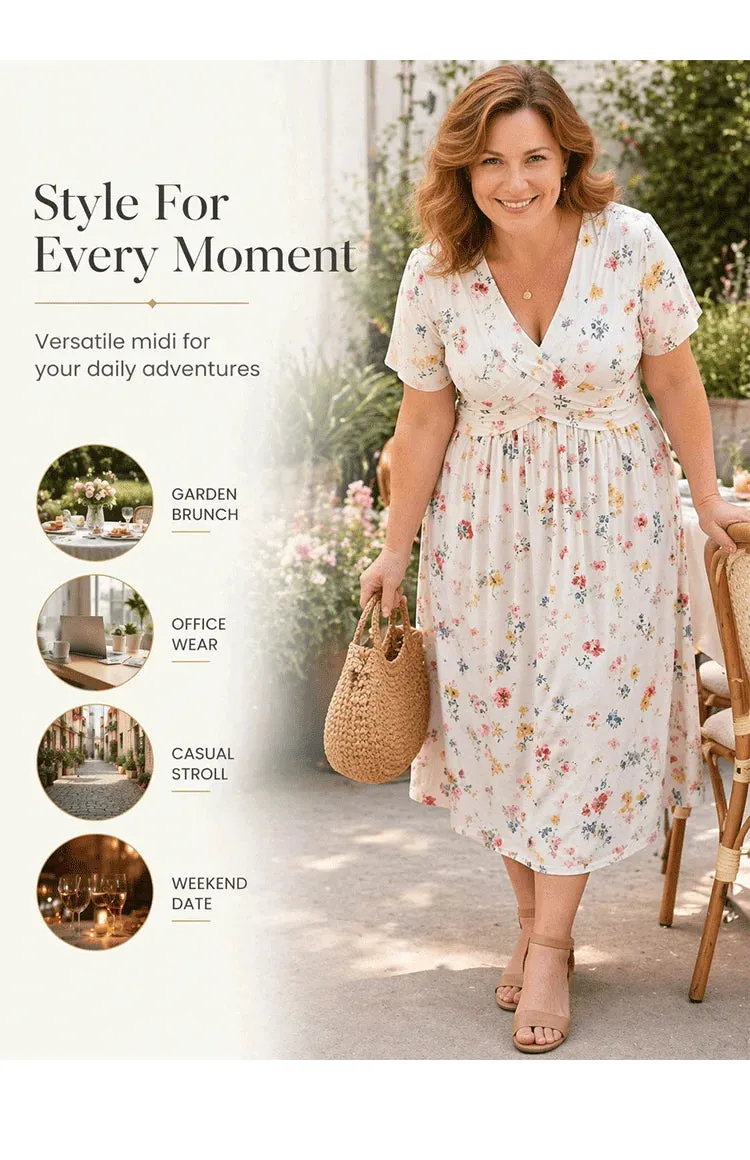 2026 Floral V-neck dress with a twist at the waist—elegant and casual for any occasion
