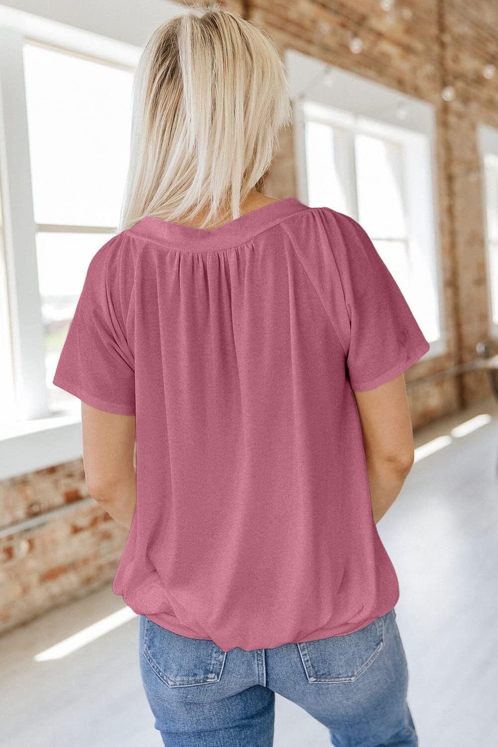⏰Last day promotion-Women's Casual Summer T Shirts Short Sleeve V Neck Tops Tshirts