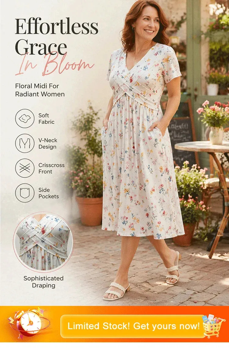 2026 Floral V-neck dress with a twist at the waist—elegant and casual for any occasion