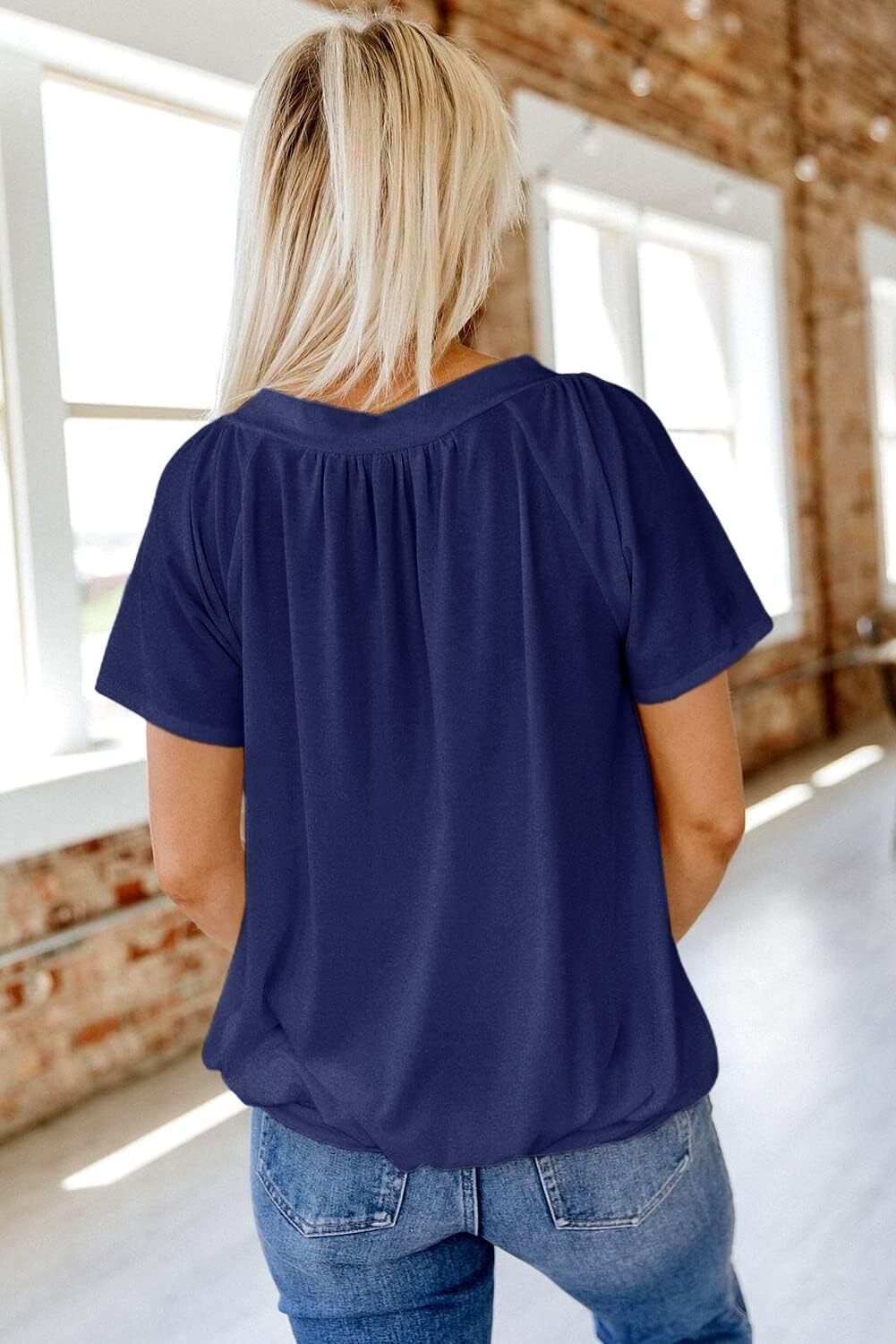 ⏰Last day promotion-Women's Casual Summer T Shirts Short Sleeve V Neck Tops Tshirts