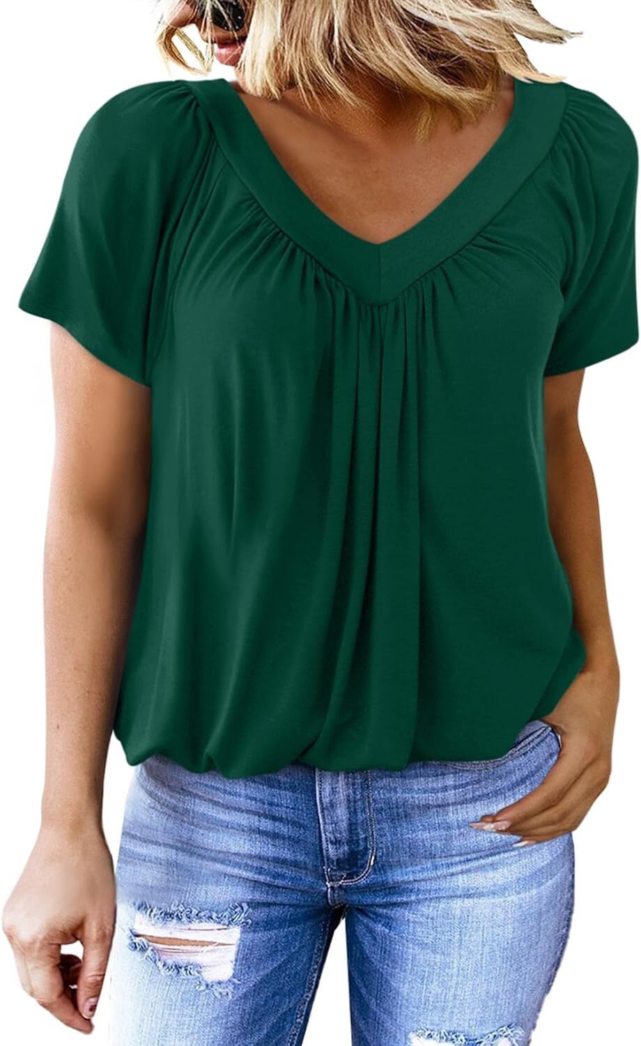 ⏰Last day promotion-Women's Casual Summer T Shirts Short Sleeve V Neck Tops Tshirts