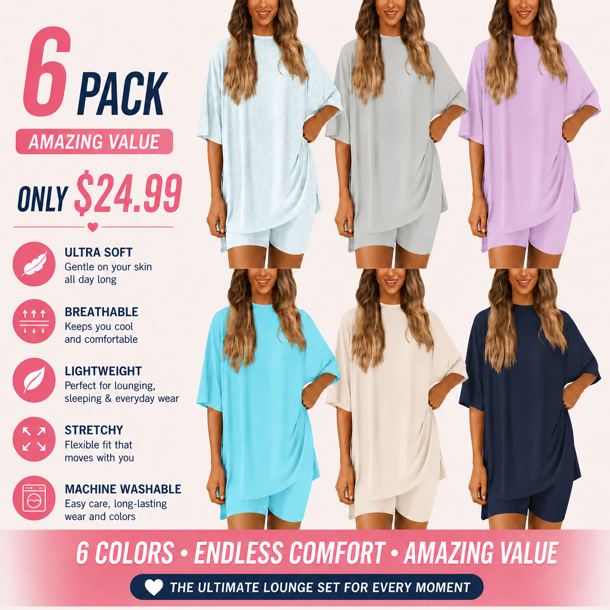 Women's Summer Oversized T-Shirt & Biker Shorts