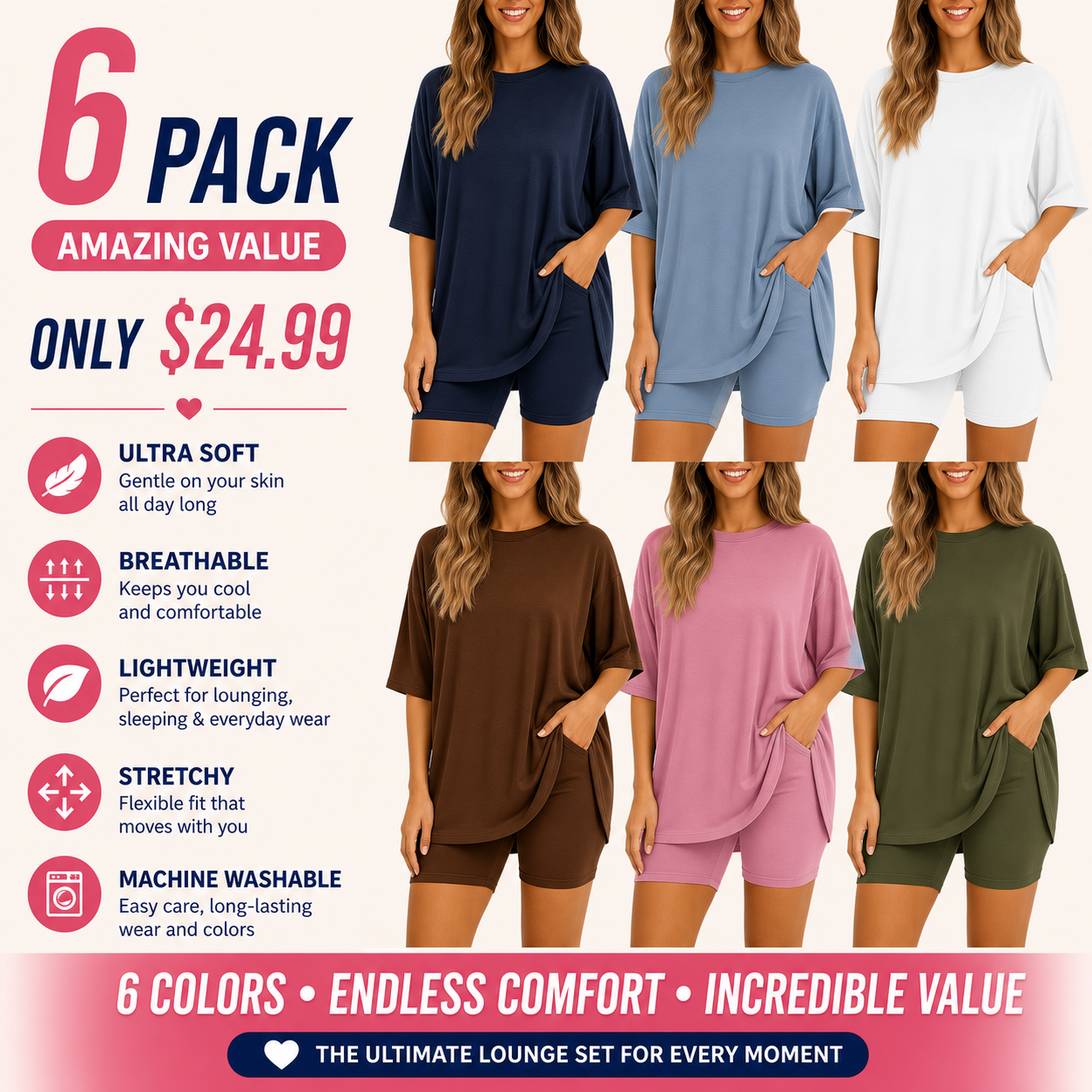 Women's Summer Oversized T-Shirt & Biker Shorts