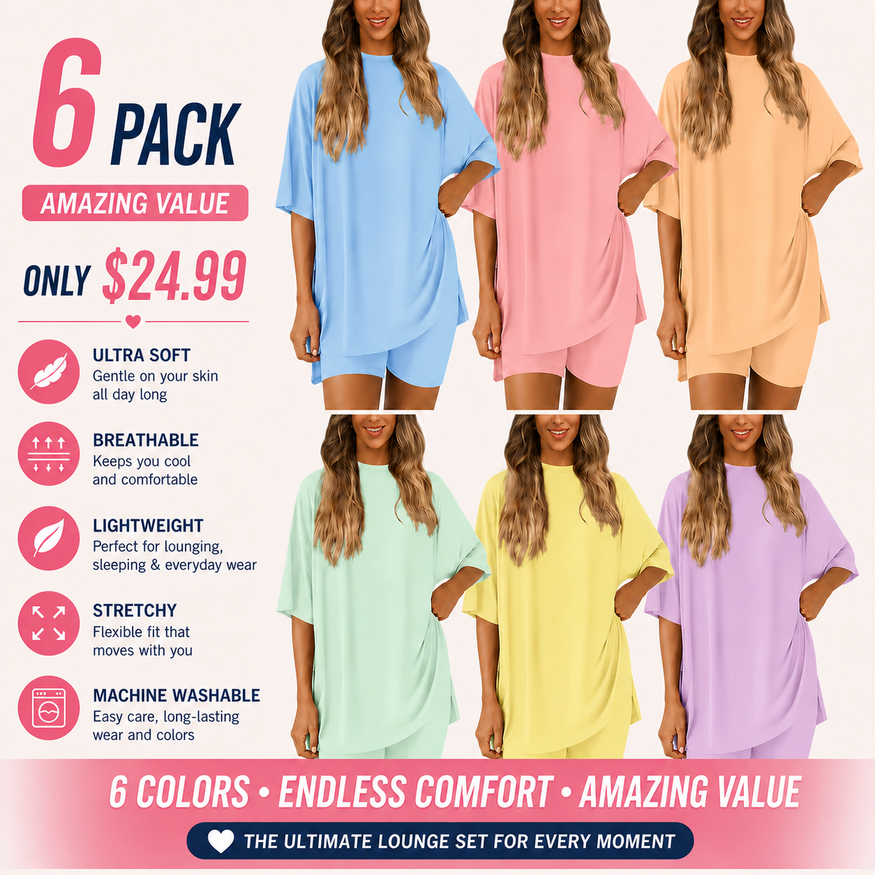 Women's Summer Oversized T-Shirt & Biker Shorts