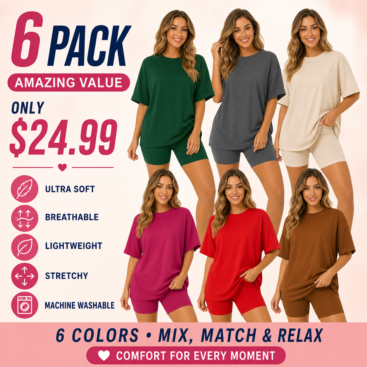 Women's Summer Oversized T-Shirt & Biker Shorts