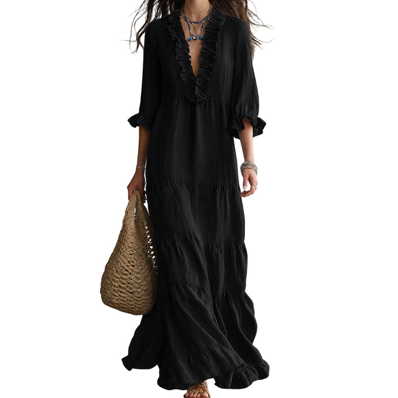 🎀Viral Square Neck Swing Dress – Tummy-Hiding Magic