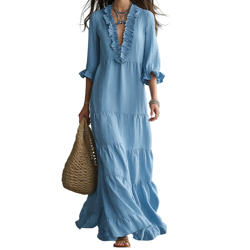 🎀Viral Square Neck Swing Dress – Tummy-Hiding Magic