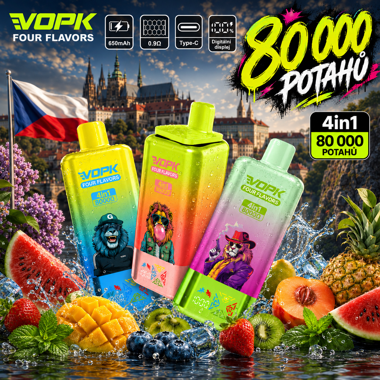VOPK 80 000 potahů 4v1 – český dárkový Mystery Box se třemi různými kombinacemi příchutí
