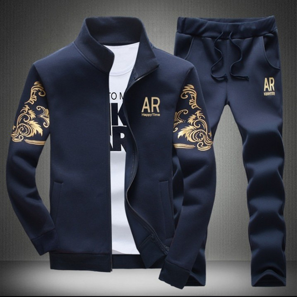 New men's casual stand-up collar baseball jacket long-sleeved trousers suit for spring and autumn