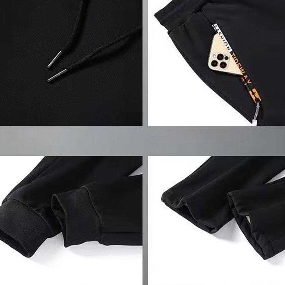 New men's lambskin hooded sweatshirt casual trousers suit in winter