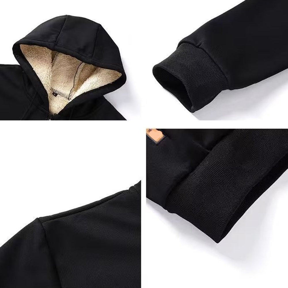 New men's lambskin hooded sweatshirt casual trousers suit in winter
