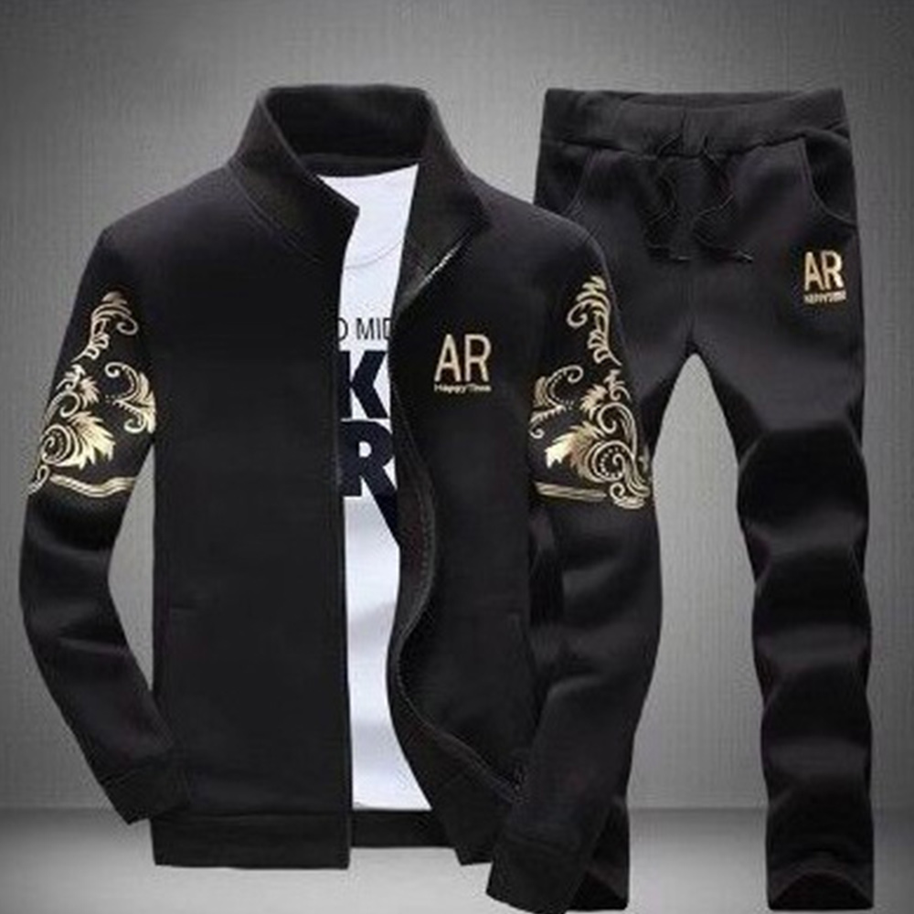 New men's casual stand-up collar baseball jacket long-sleeved trousers suit for spring and autumn