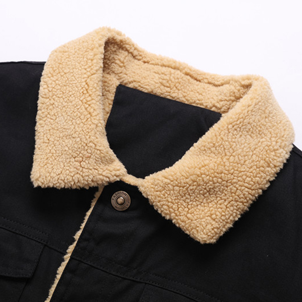 New Men's Plush Thick Lapel Work Jacket