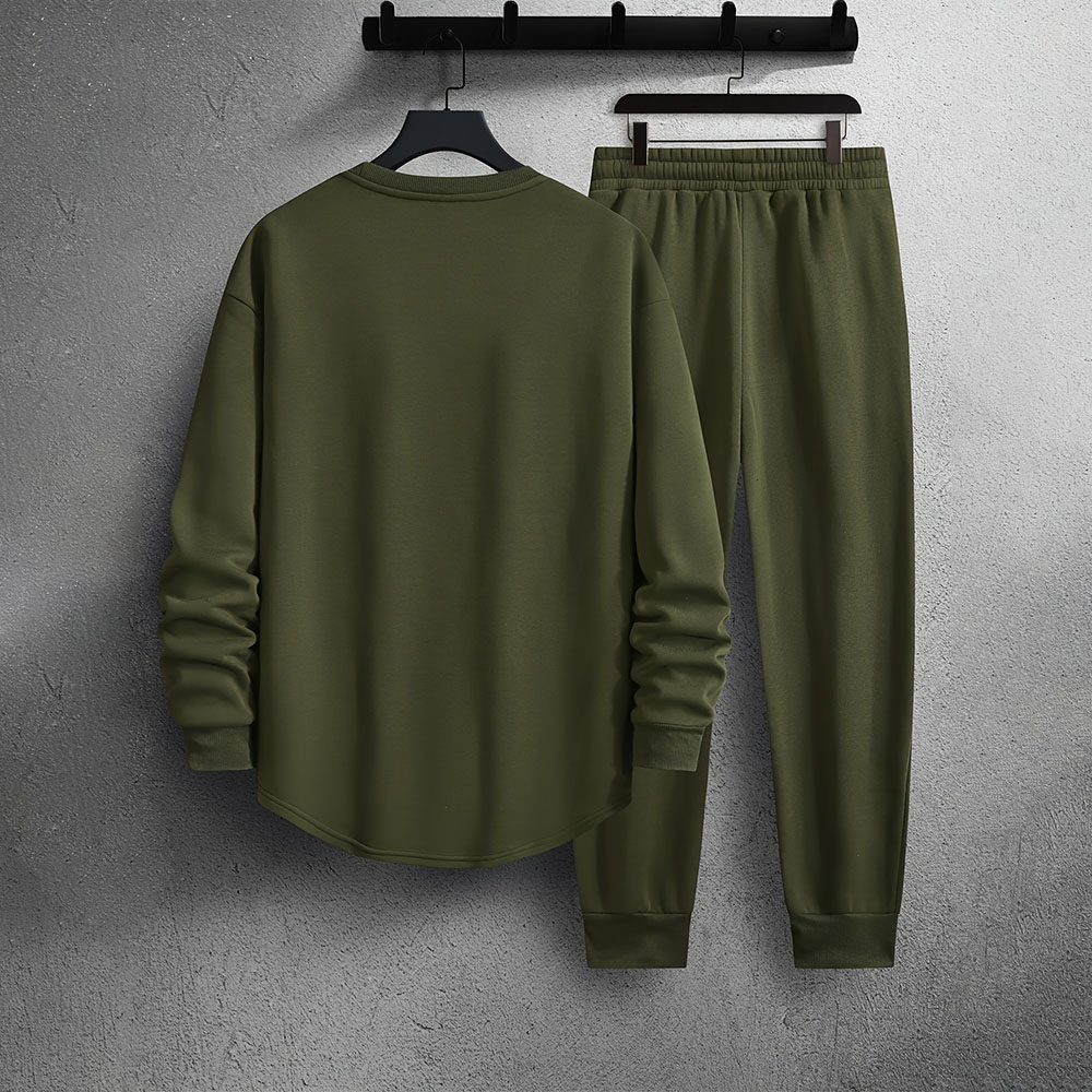 Men's autumn and winter new velvet casual sports long sleeve and trousers suit