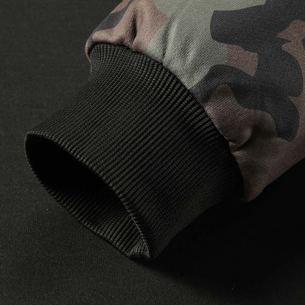 Men's camouflage patchwork pocket hooded sweatshirt