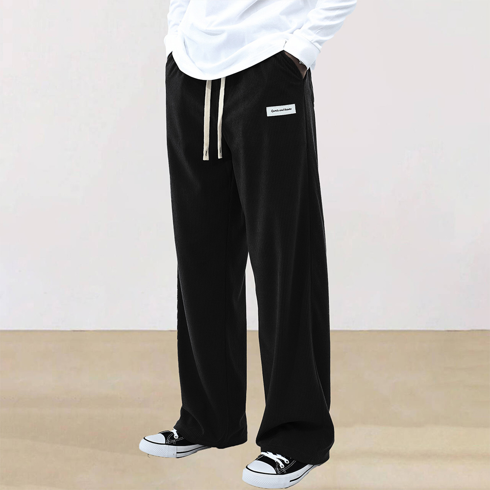 Men's corduroy elastic waist wide-leg trousers
