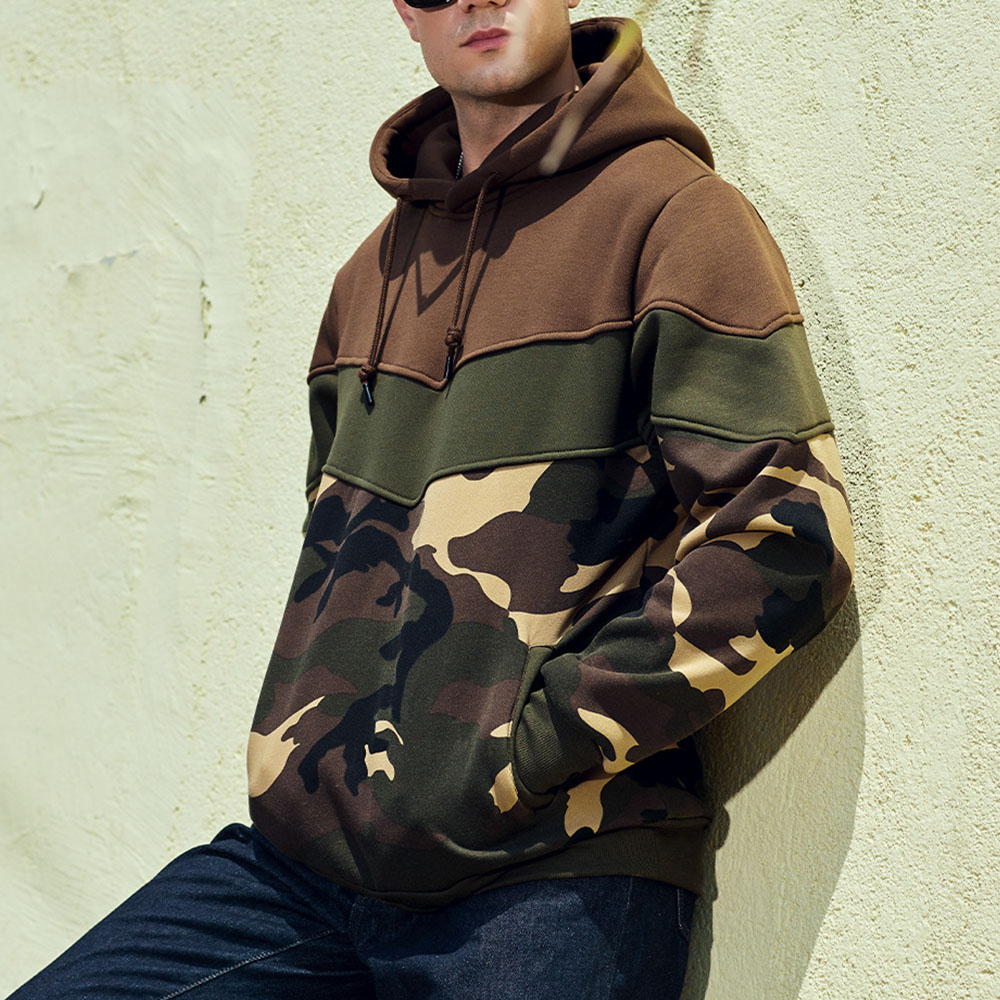 Men's autumn and winter new retro color matching loose large size casual hoodie