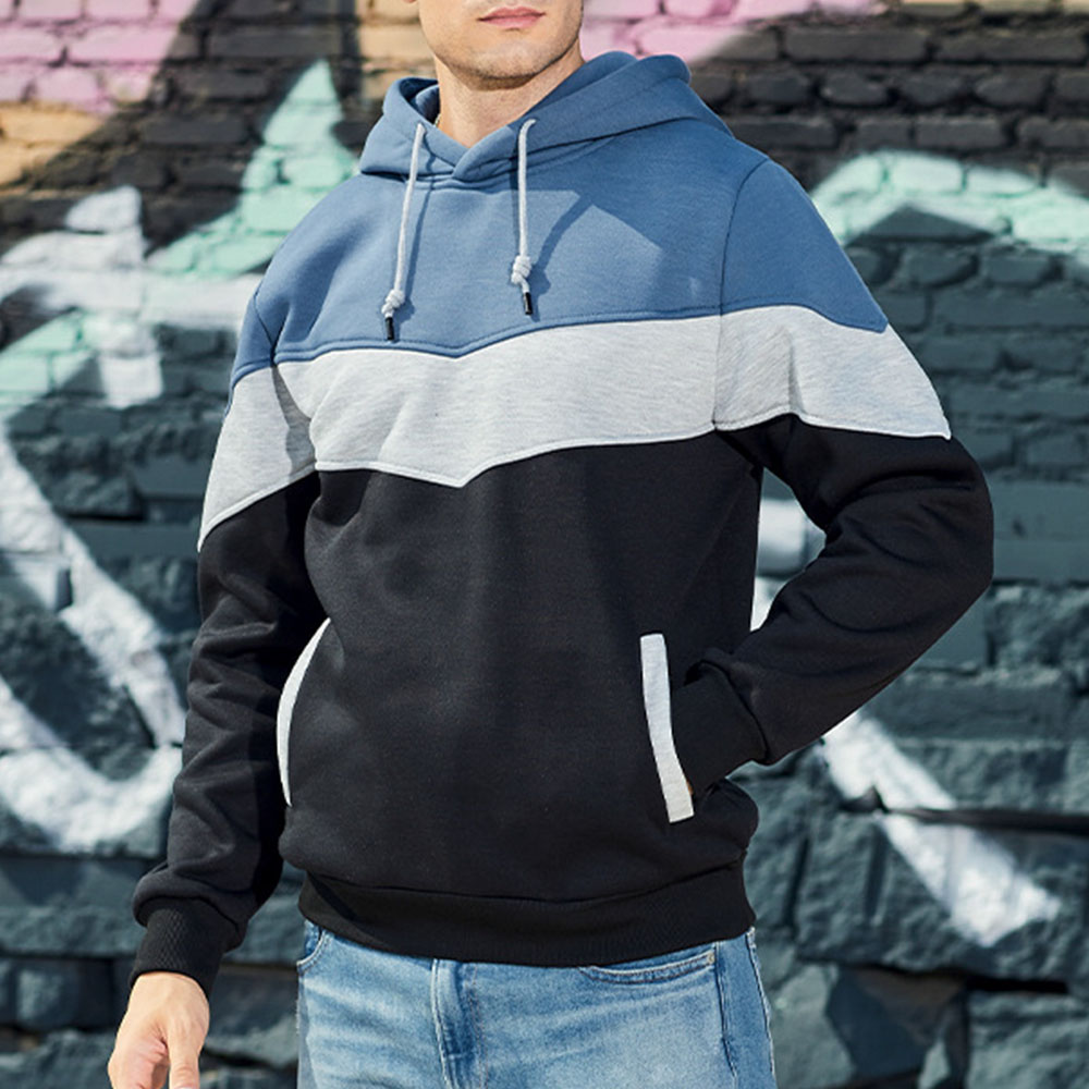 Men's autumn and winter new retro color matching loose large size casual hoodie
