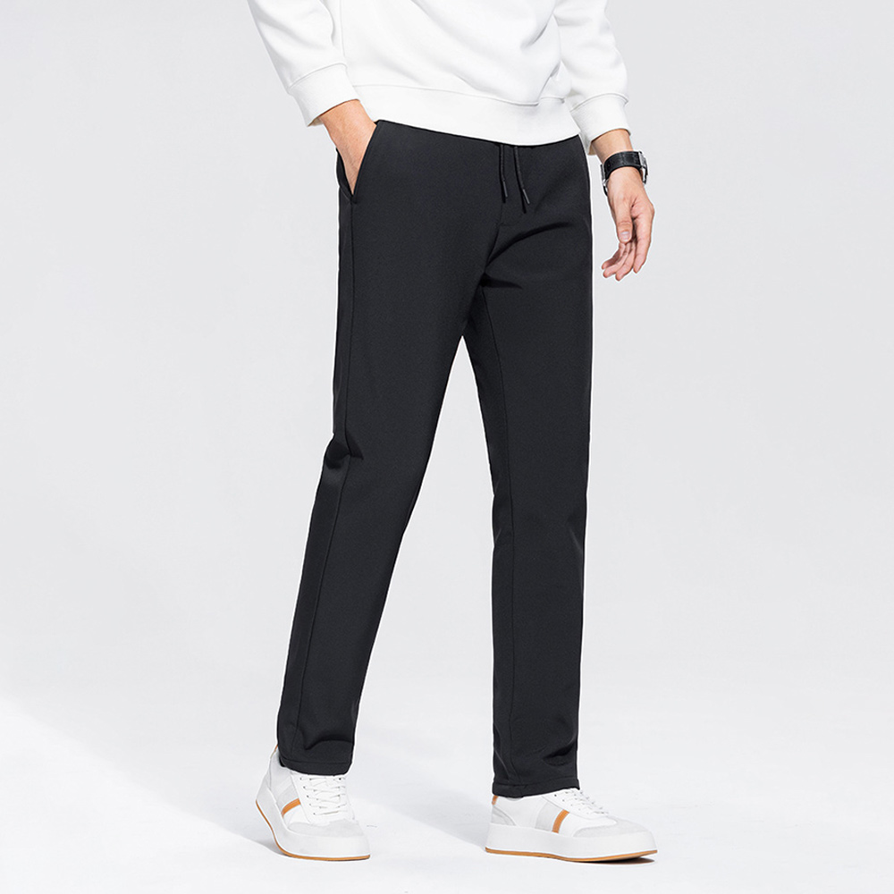 Winter Men's Warm Straight Casual Solid Color Down Pants