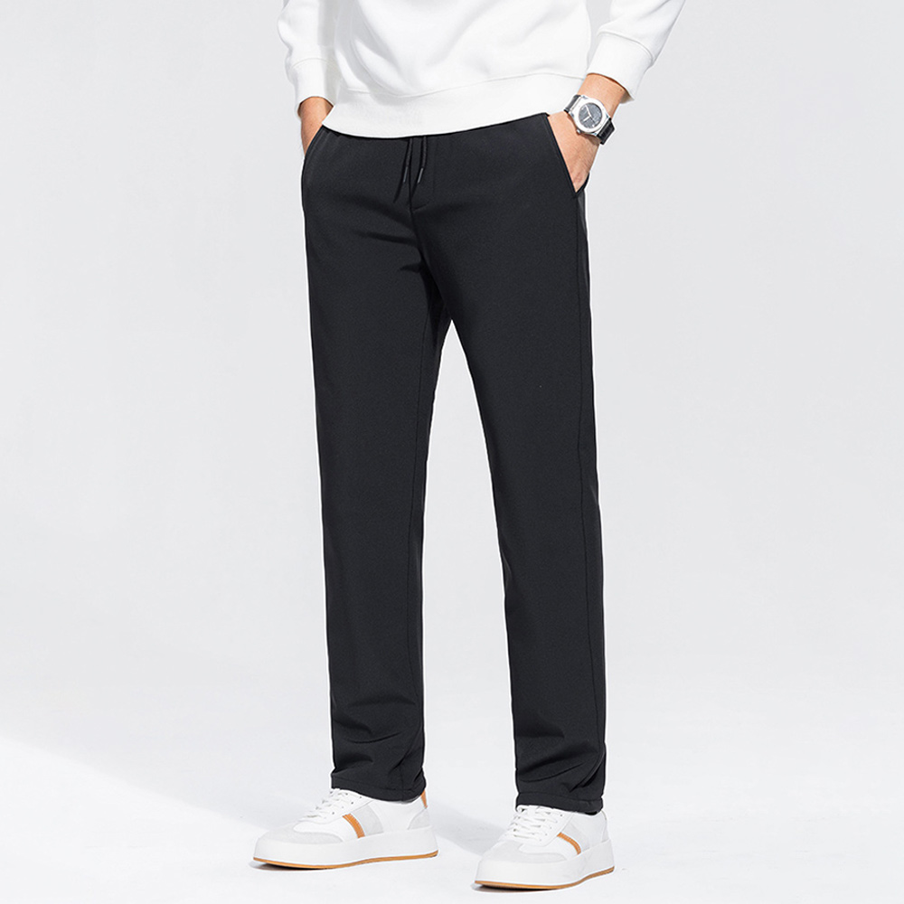 Winter Men's Warm Straight Casual Solid Color Down Pants