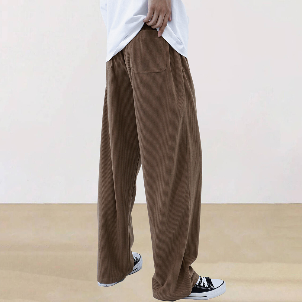 Men's corduroy elastic waist wide-leg trousers