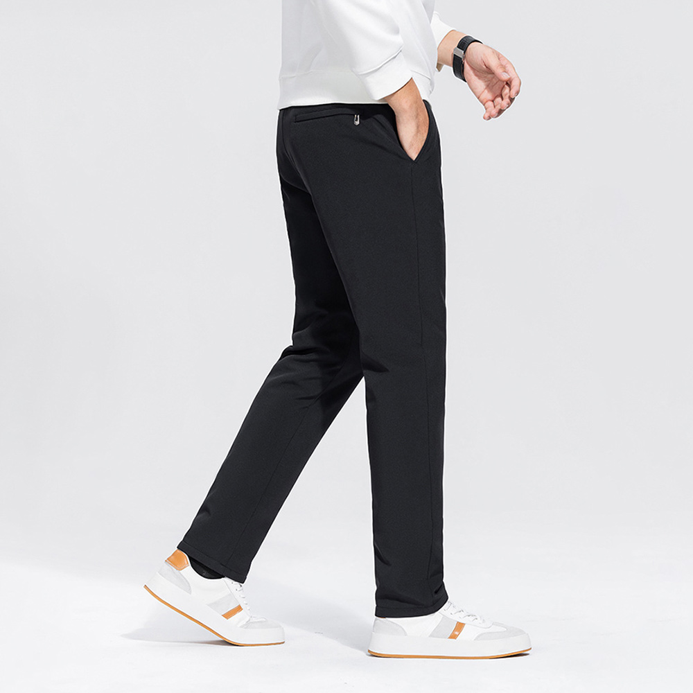 Winter Men's Warm Straight Casual Solid Color Down Pants