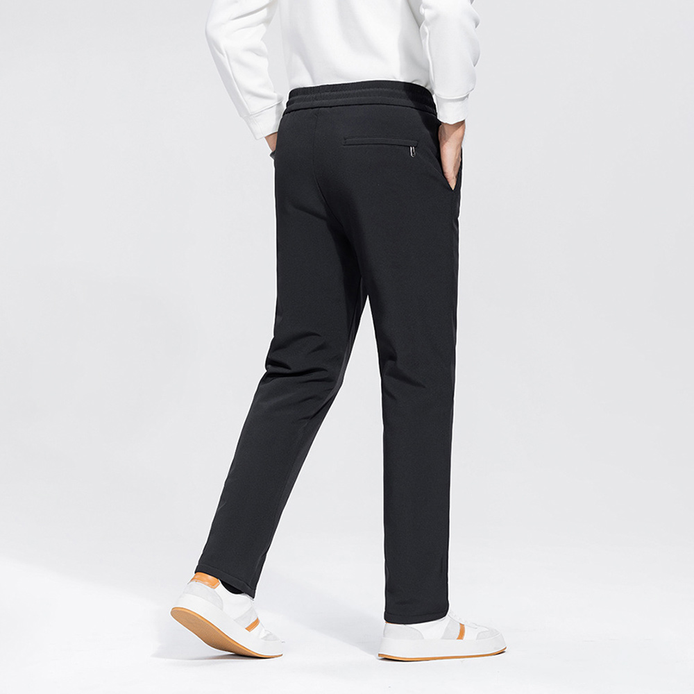 Winter Men's Warm Straight Casual Solid Color Down Pants