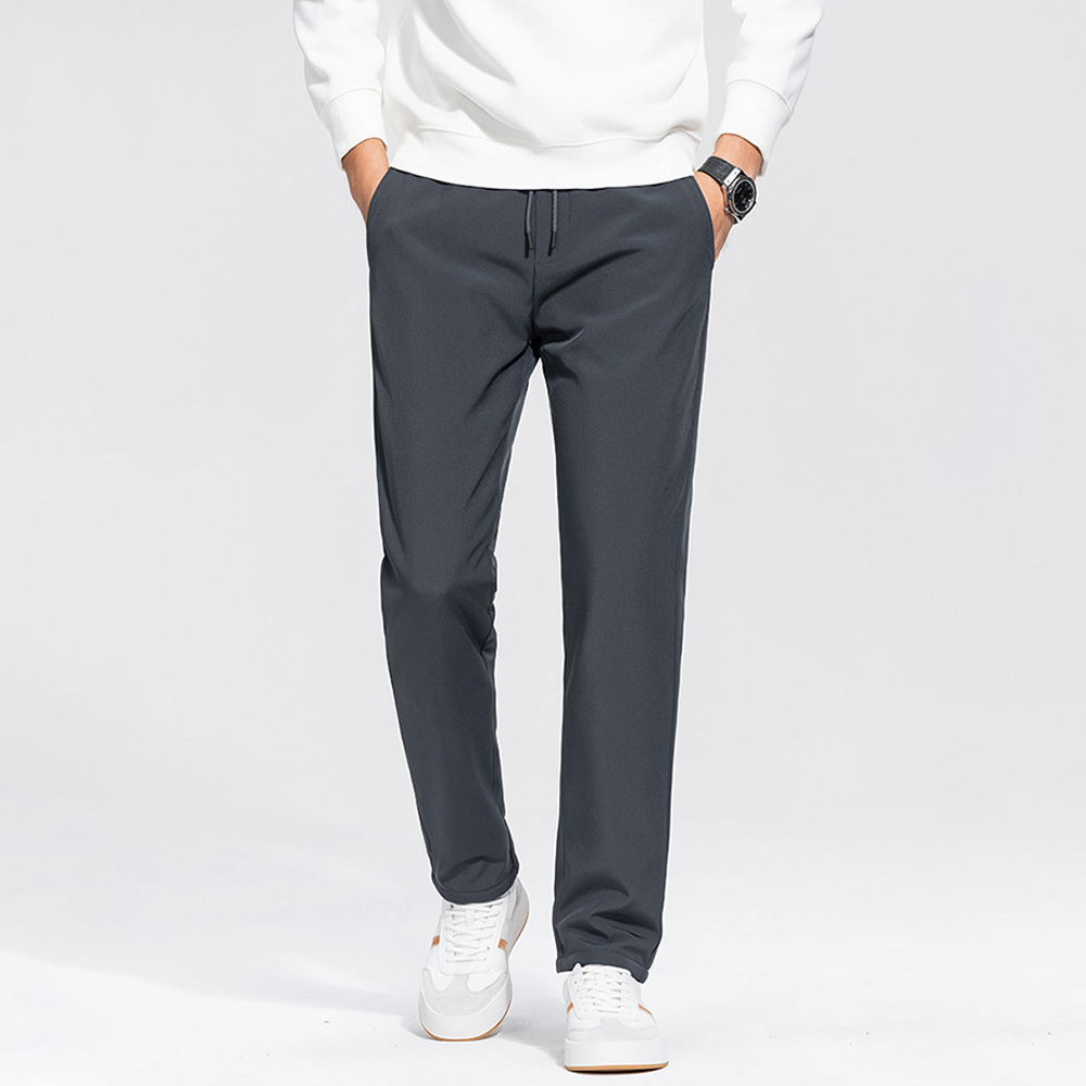 Winter Men's Warm Straight Casual Solid Color Down Pants