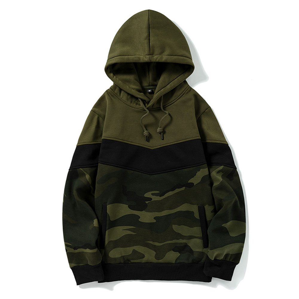 Men's autumn and winter new retro color matching loose large size casual hoodie