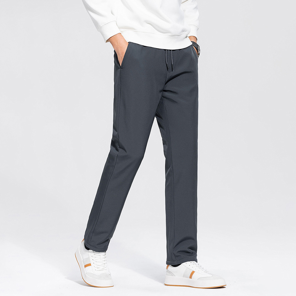 Winter Men's Warm Straight Casual Solid Color Down Pants