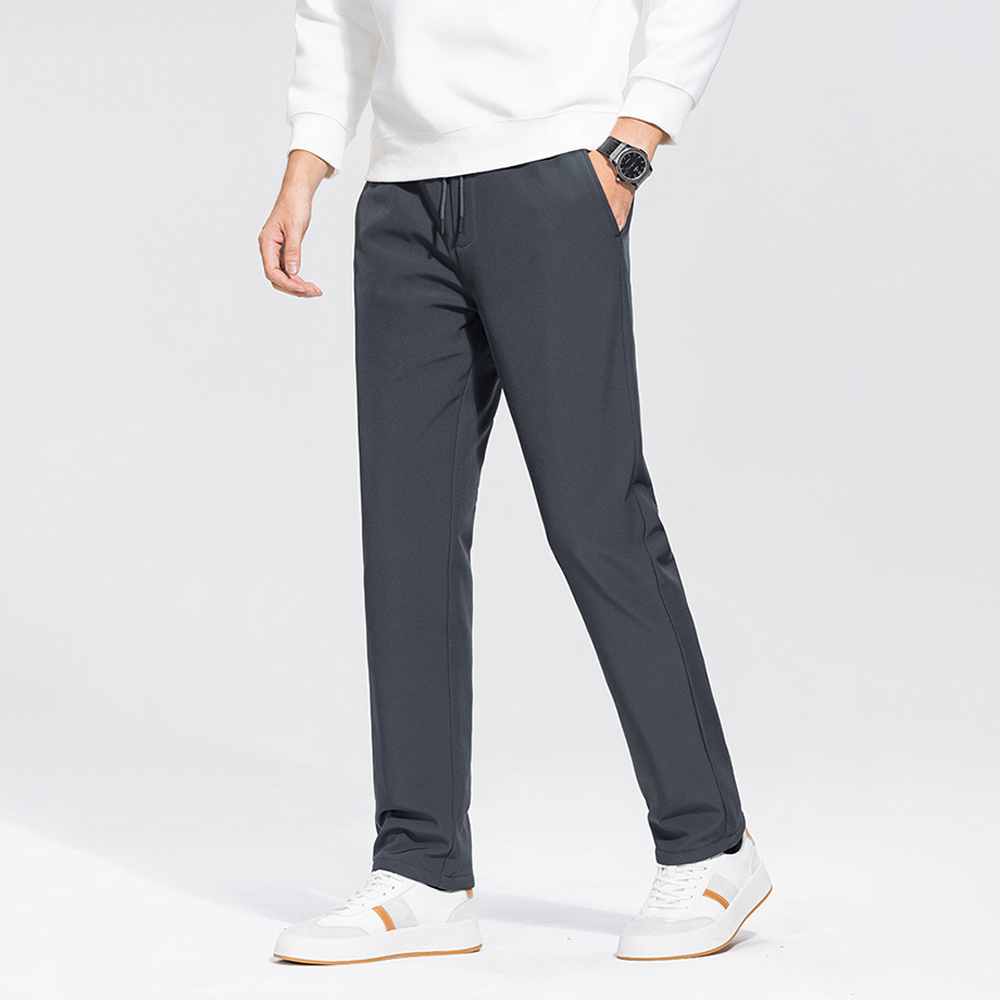 Winter Men's Warm Straight Casual Solid Color Down Pants