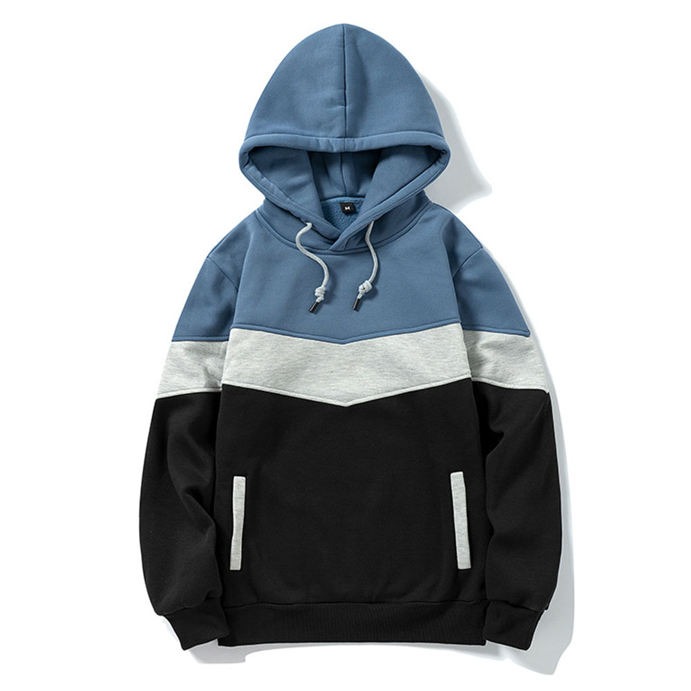 Men's autumn and winter new retro color matching loose large size casual hoodie