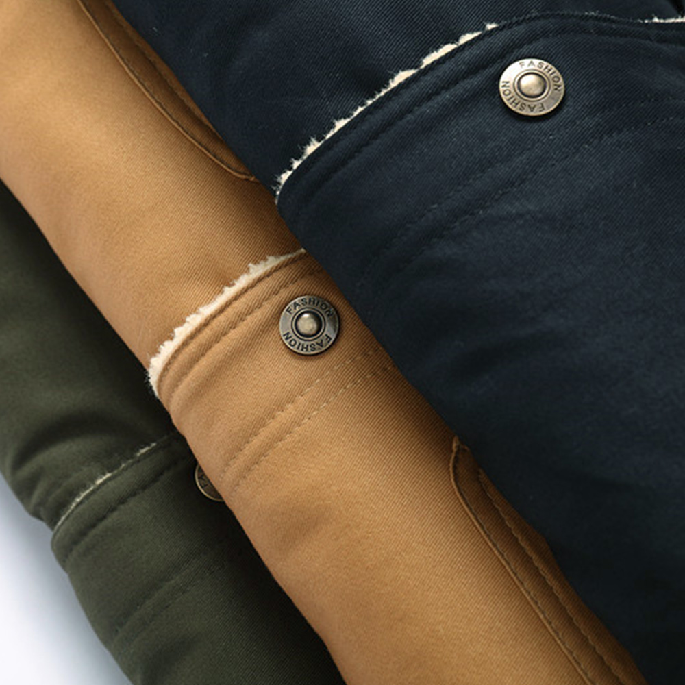 New Men's Plush Thick Lapel Work Jacket