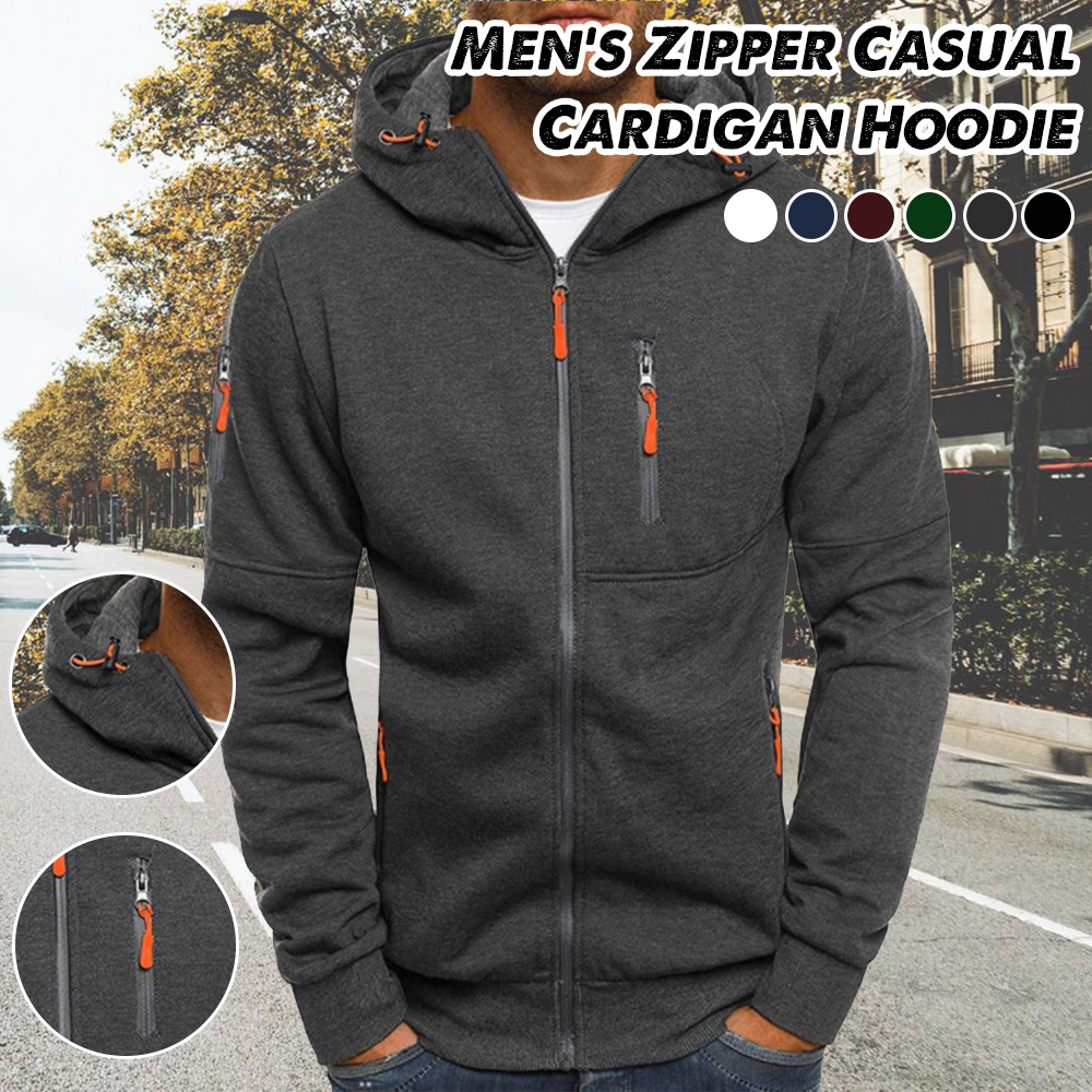 Men's Autumn and Winter Casual Zippered Hooded Cardigan Sweatshirt