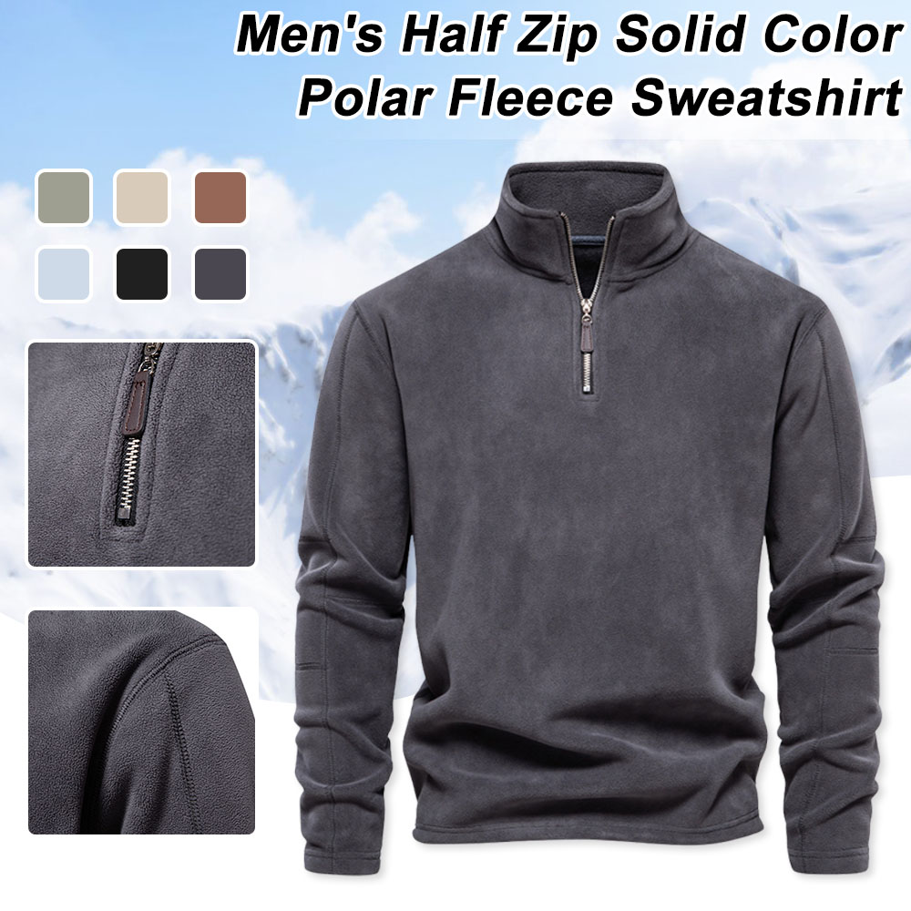Autumn and winter men's polar fleece half zipper stand collar long sleeve sweatshirt