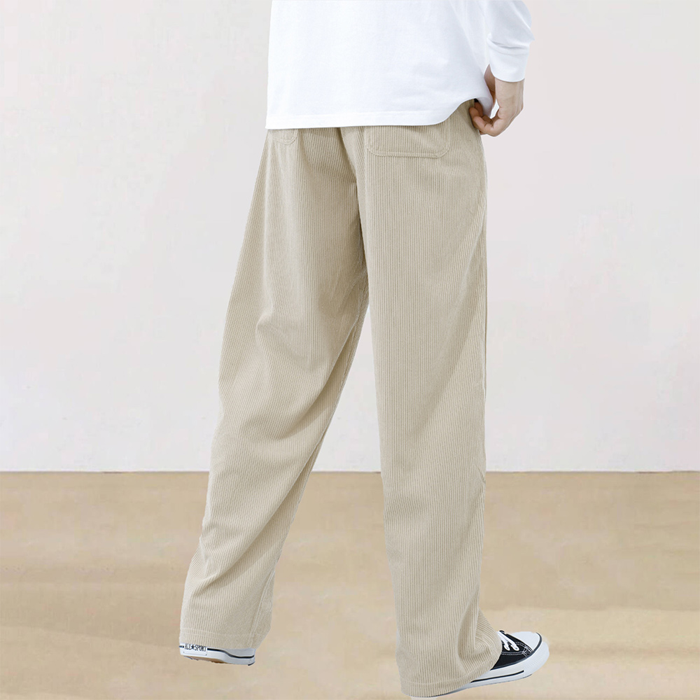 Men's corduroy elastic waist wide-leg trousers