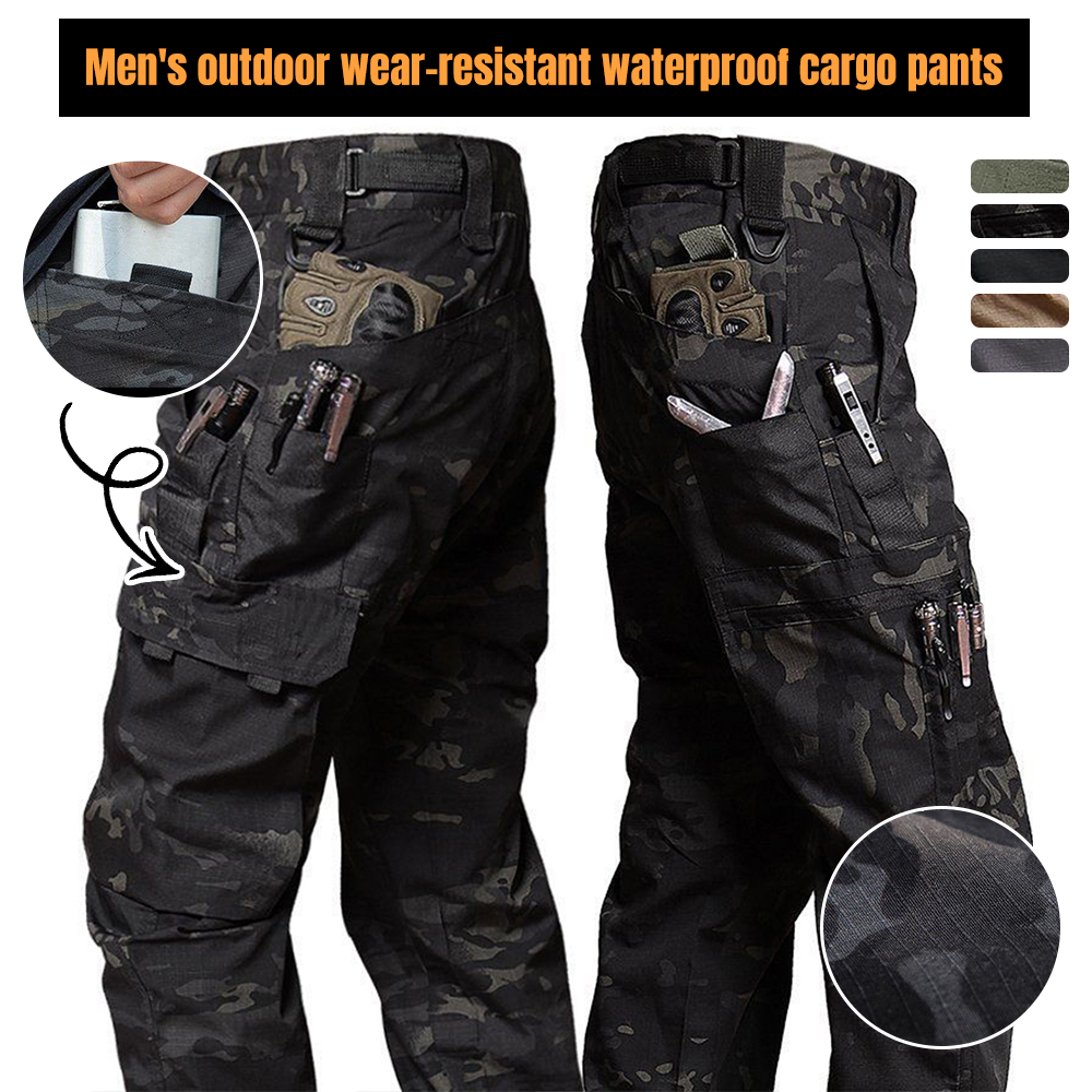 Men's outdoor wear-resistant functional waterproof multi-pocket cargo pants long pants