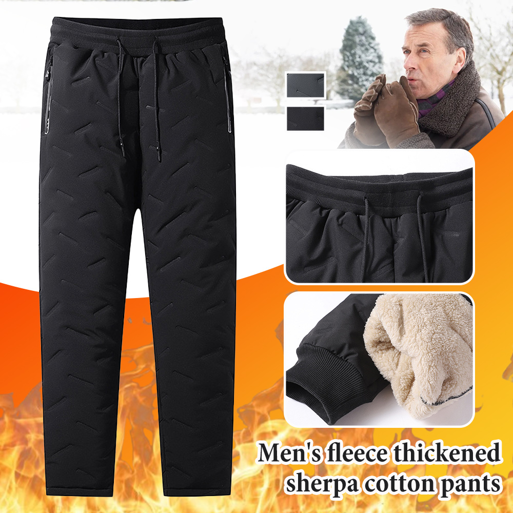 Men's thickened sherpa warm and waterproof cotton pants