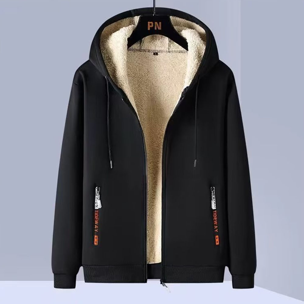 New men's lambskin hooded sweatshirt casual trousers suit in winter