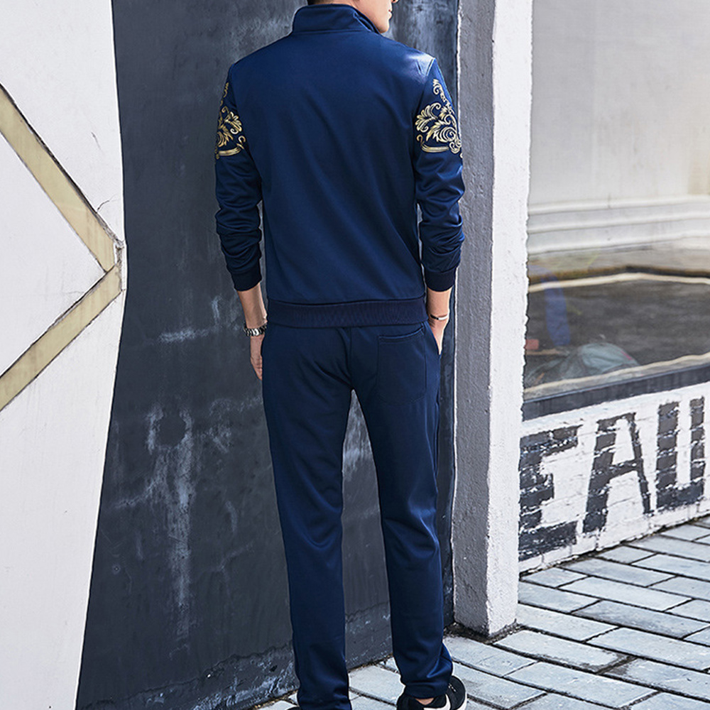 New men's casual stand-up collar baseball jacket long-sleeved trousers suit for spring and autumn