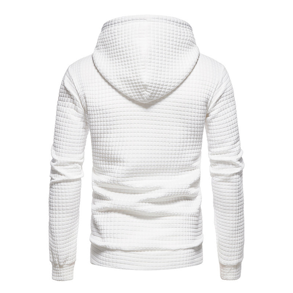 Men's Waffle Pattern Solid Hoodie Casual Pullover Sweatshirt